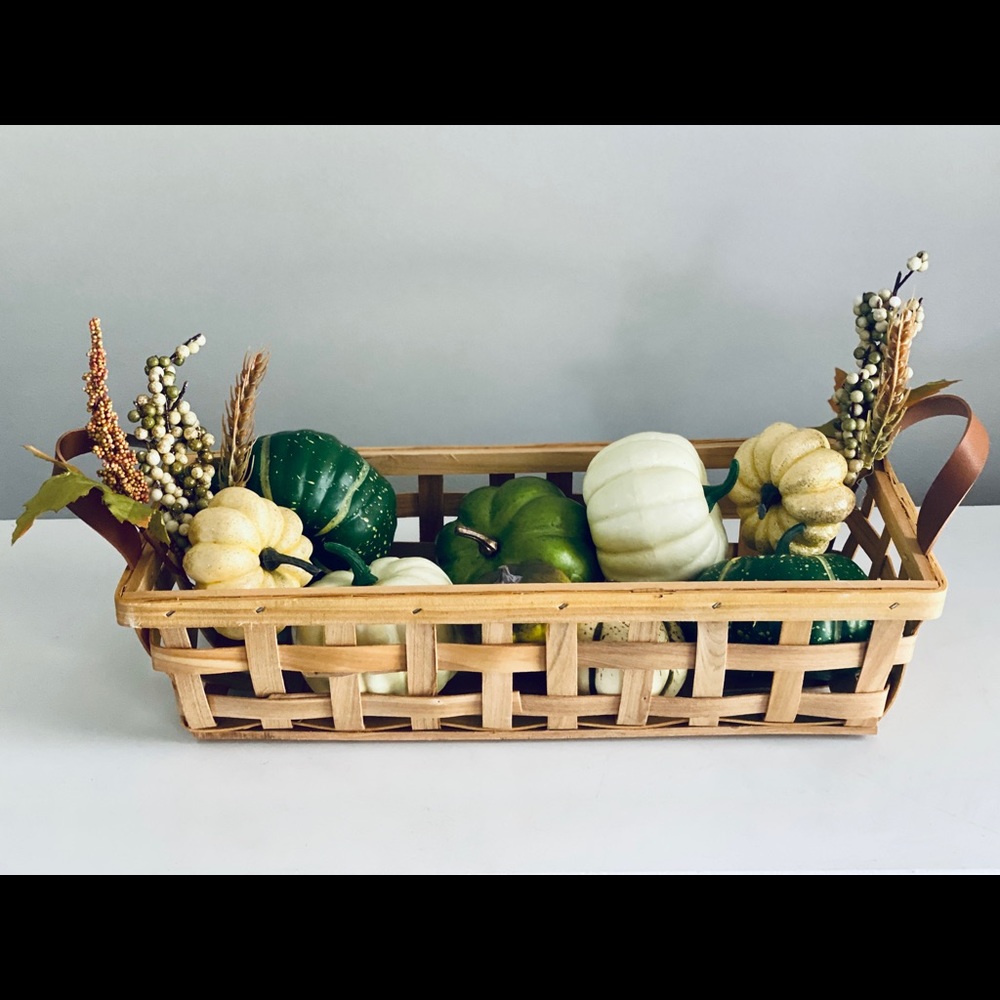 Fall farmhouse neutral decor pumpkins & basket